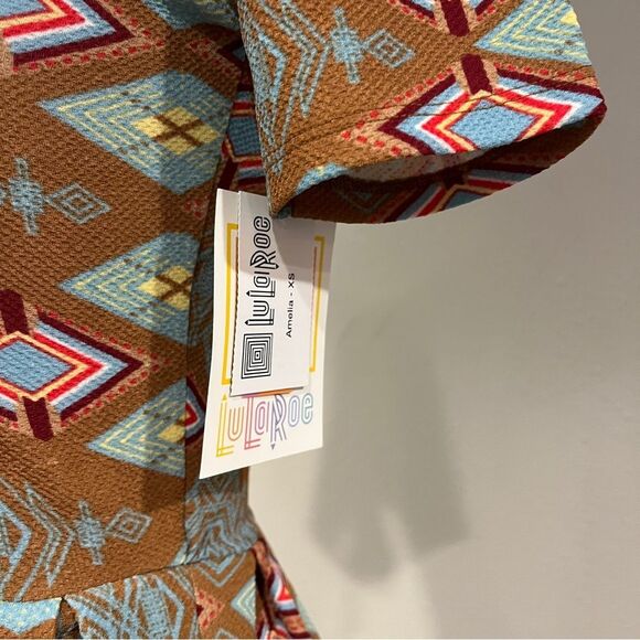 LuLaRoe geometric print short sleeve Amelia dress size extra small - Picture 4 of 13